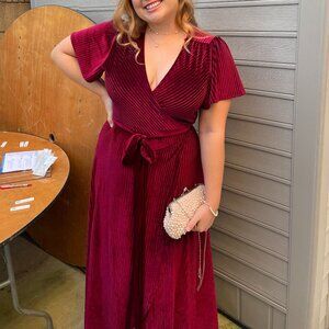 Baltic Born - Andi Ribbed Velvet Wrap Dress in Mulberry XL